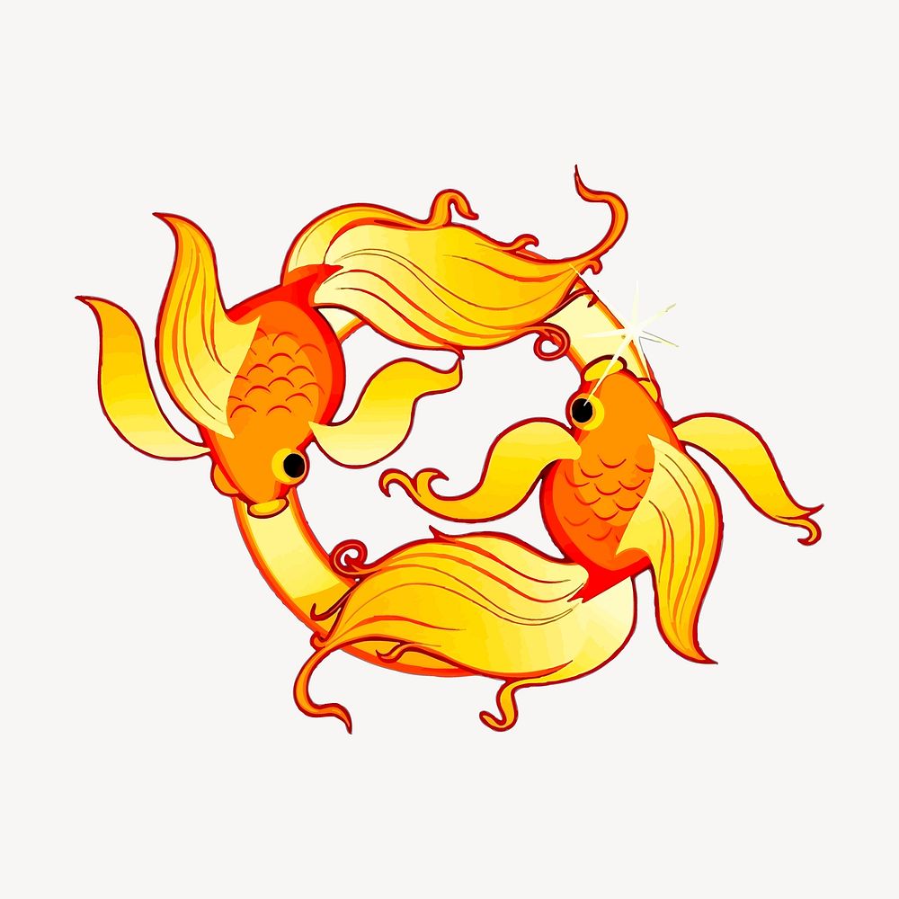 Pisces symbol clipart, astrology sign illustration psd. 