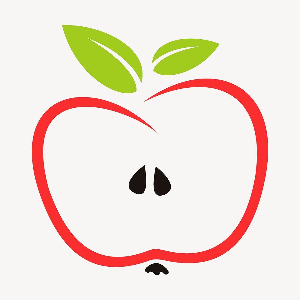 Red Apple icon, fruit illustration. Free public domain CC0 image.