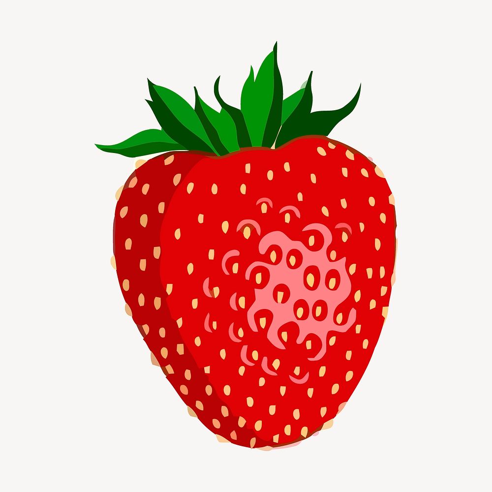 Organic strawberry, fruit illustration. Free public domain CC0 image.