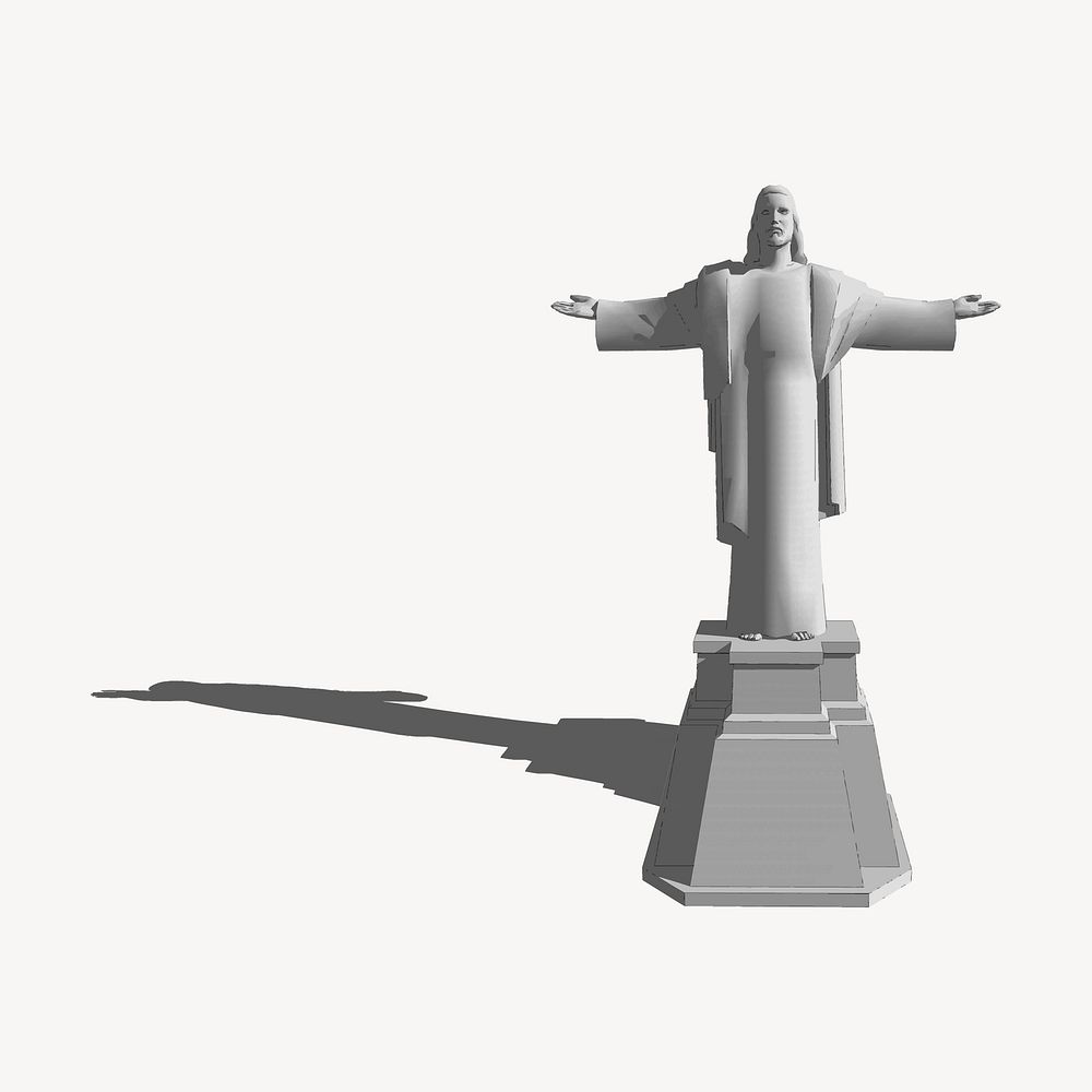 Christ The Redeemer clipart, statue illustration psd. Free public domain CC0 image.