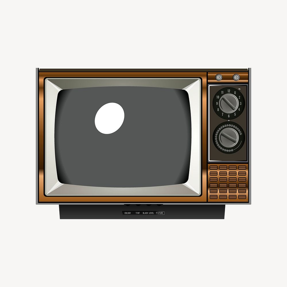 Vintage television clipart, entertainment illustration psd. Free public domain CC0 image.