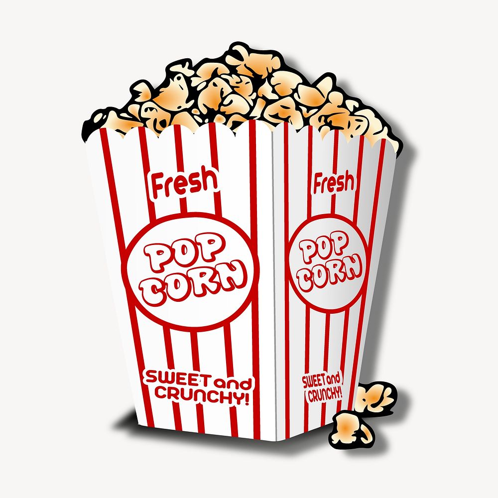 Popcorn clipart, food, snack illustration psd. Free public domain CC0 image.