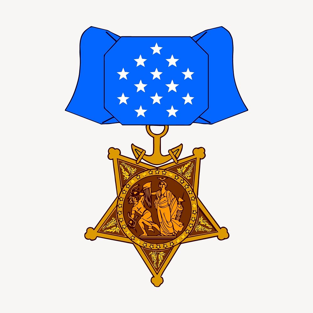Medal of honor sticker, object illustration vector. Free public domain CC0 image.