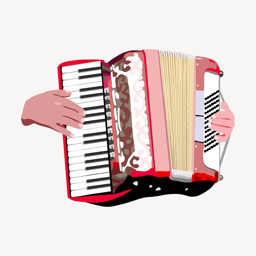 Accordion sticker, musical instrument illustration vector. Free public domain CC0 image.