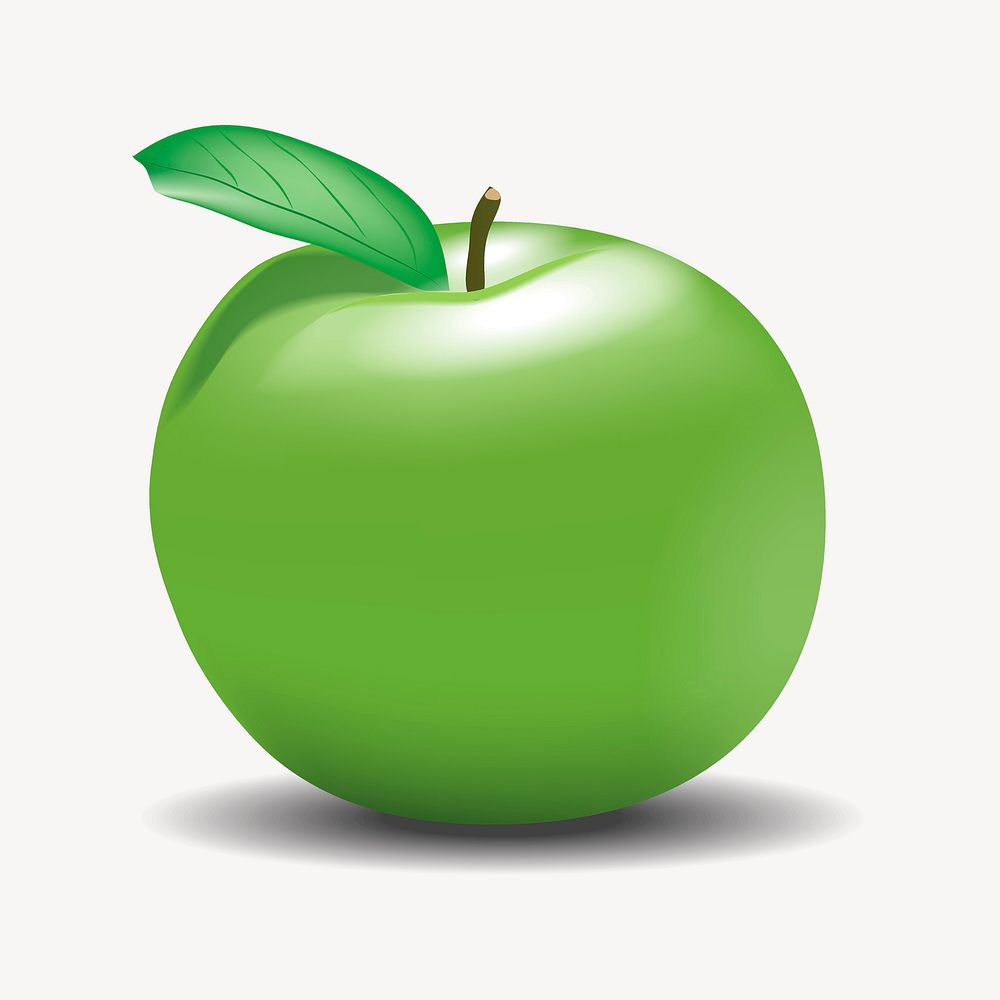 Green apple, fruit illustration. Free public domain CC0 image.