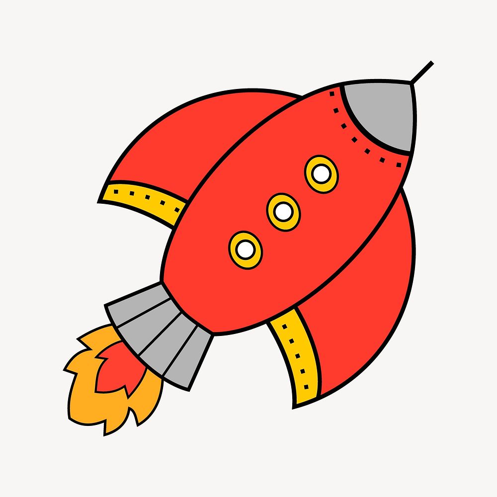 Rocket doodle clipart, space illustration psd. Free public domain CC0 image.