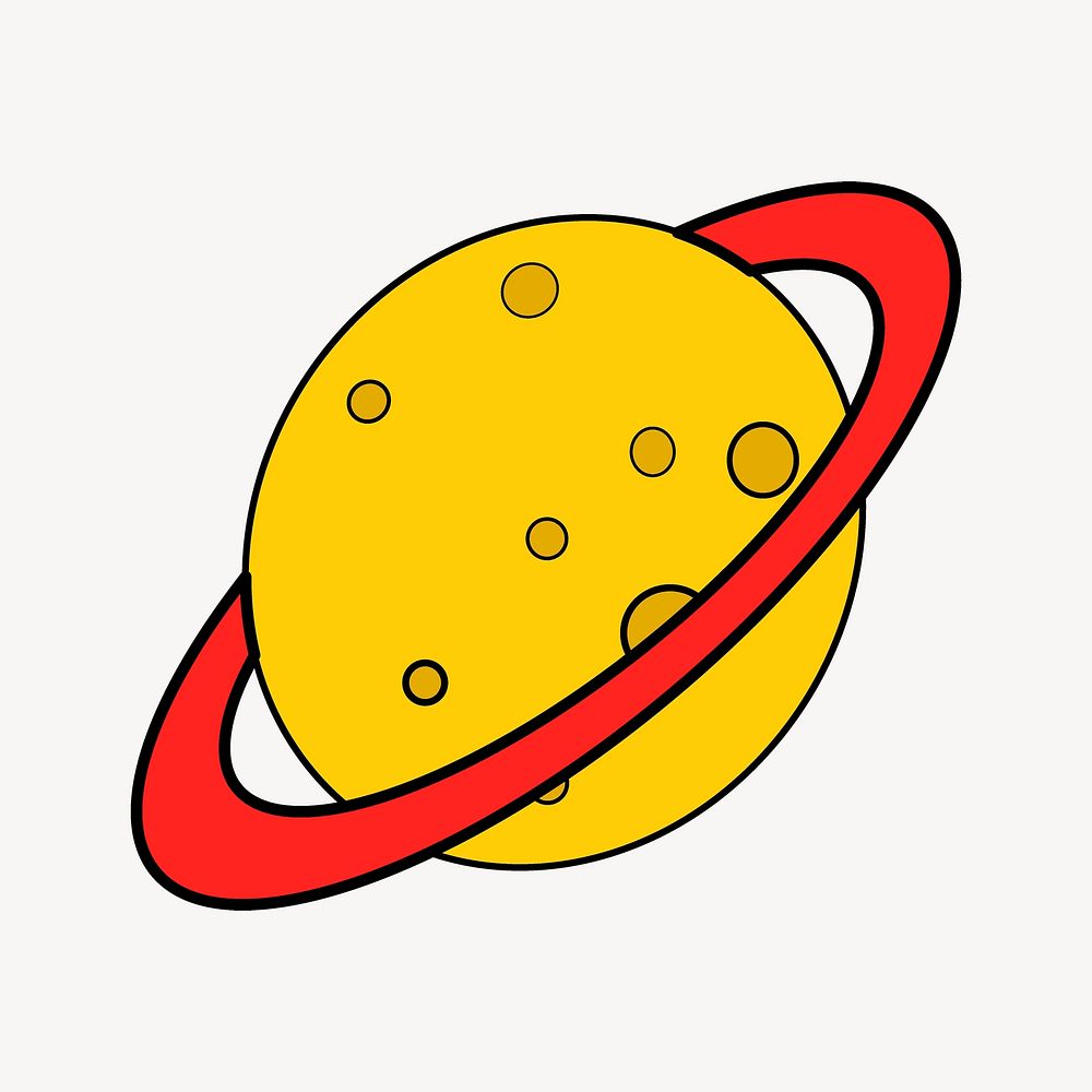 Saturn planet clipart, cute space doodle psd. Free public domain CC0 image.