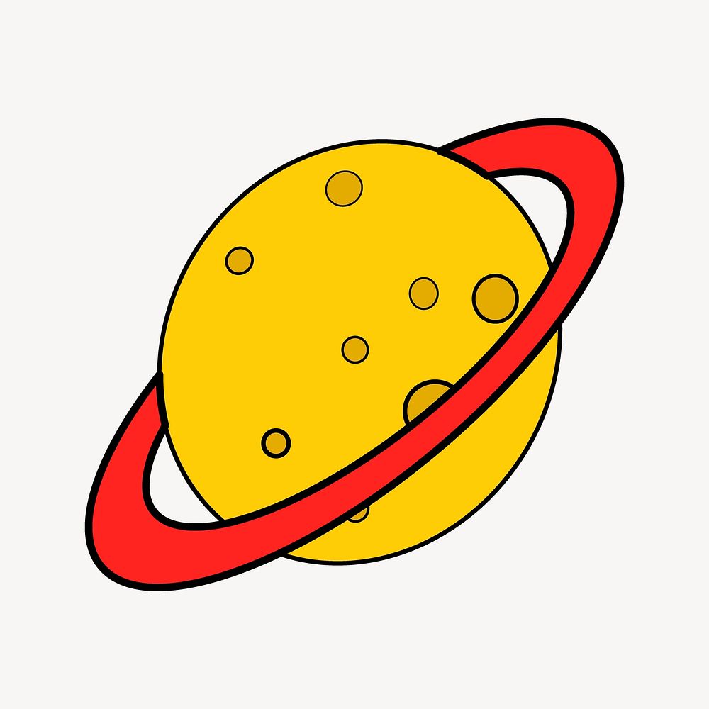 Saturn planet sticker, galaxy doodle vector. Free public domain CC0 image.