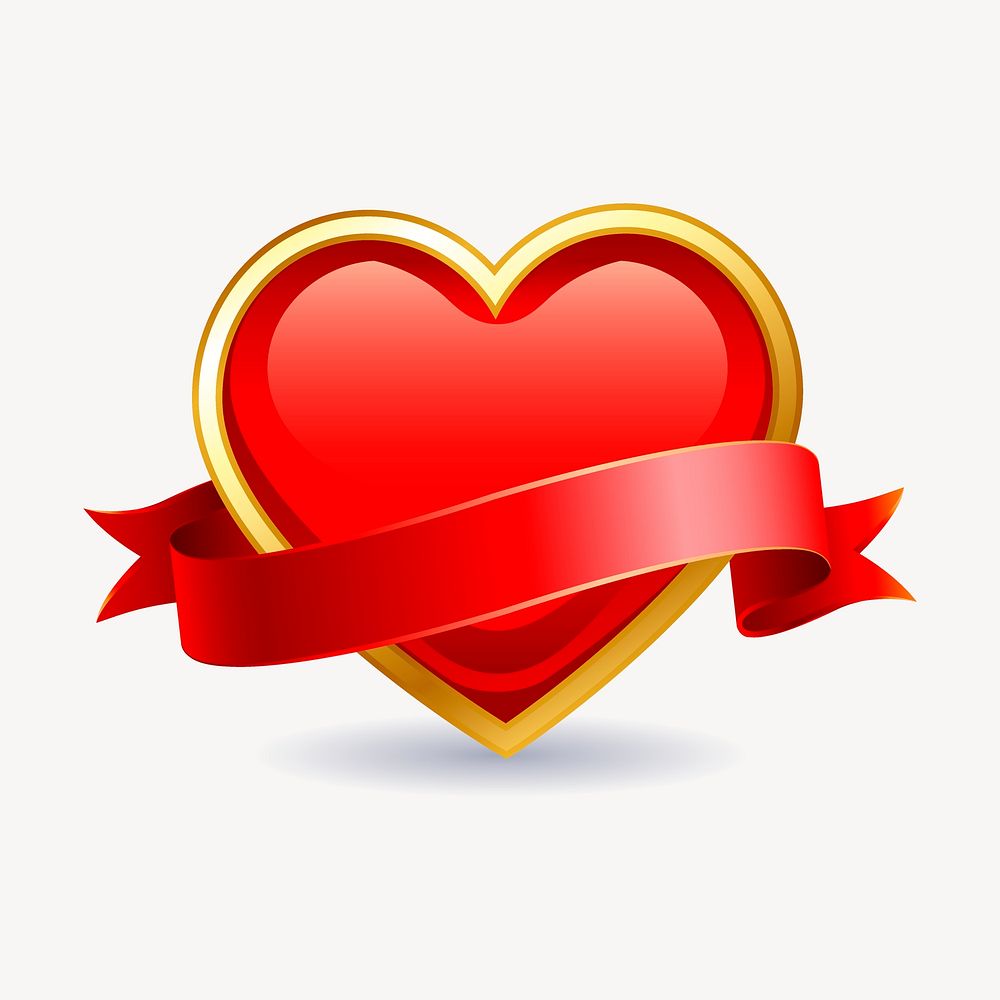 Red heart sticker, Valentine's day illustration vector. Free public domain CC0 image.