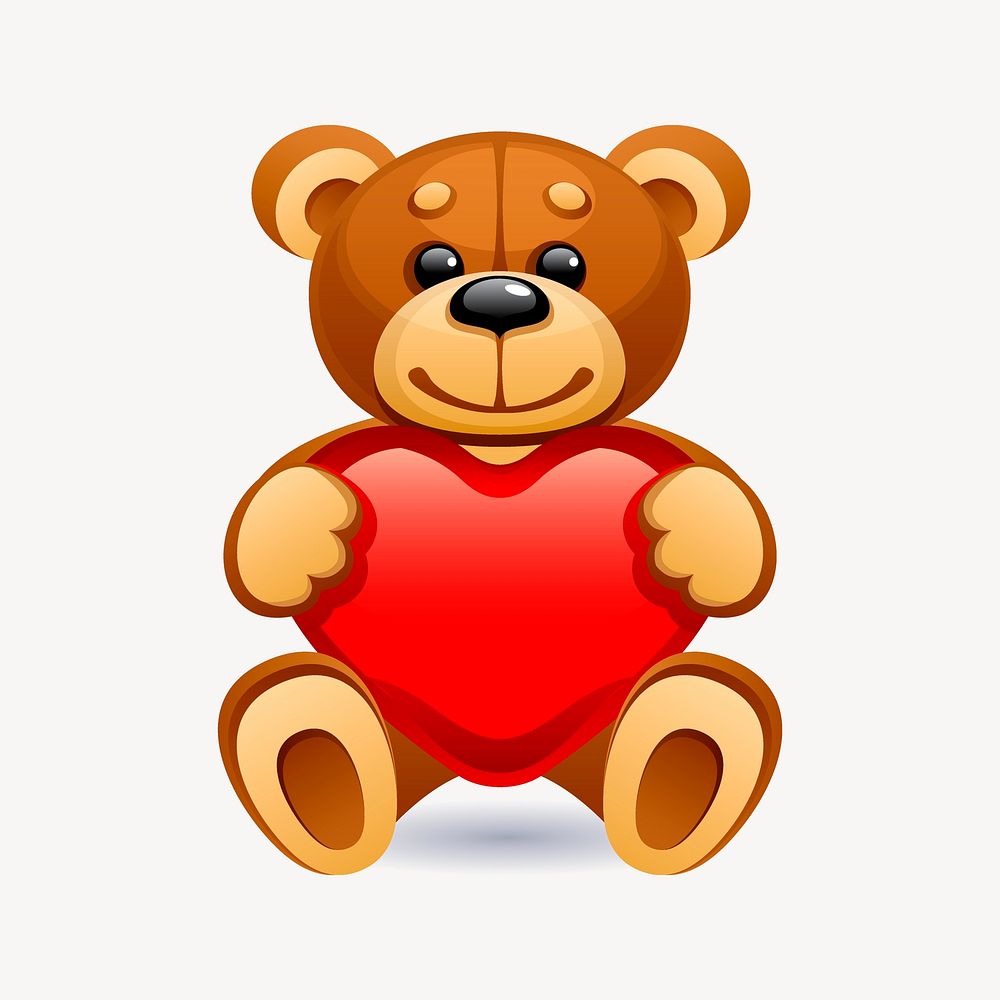 Teddy bear sticker, Valentine's day illustration vector. Free public domain CC0 image.