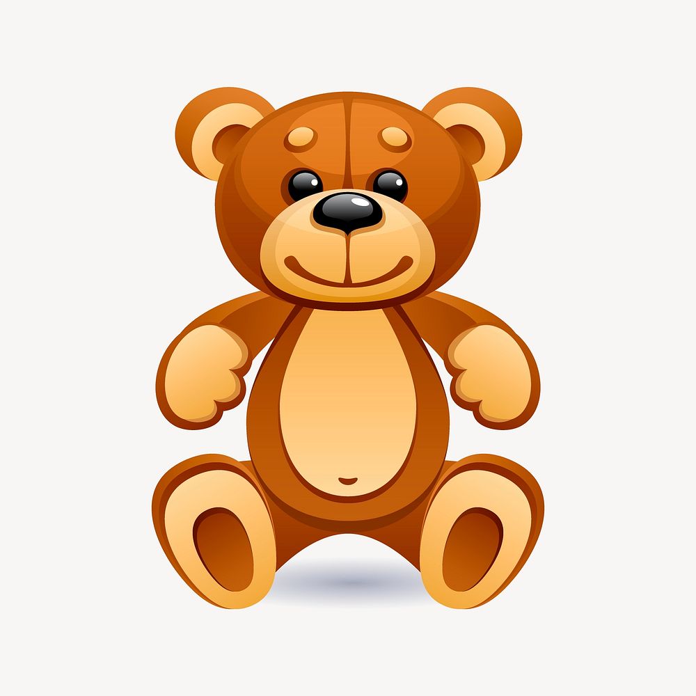 Teddy bear sticker, kids toy illustration vector. Free public domain CC0 image.