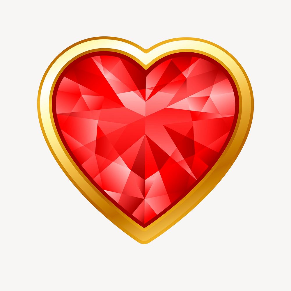 Red diamond heart sticker, Valentine's day illustration vector. Free public domain CC0 image.