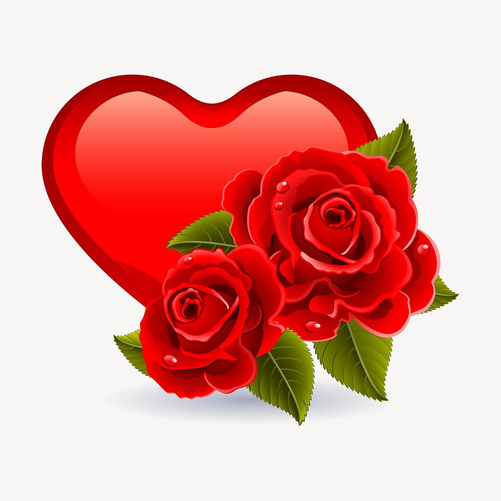 Valentine's rose heart clipart, celebration illustration psd. Free public domain CC0 image.