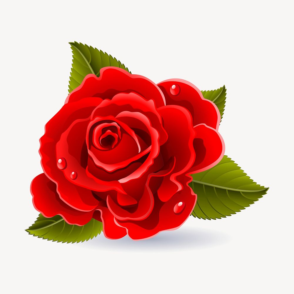 Red rose clipart, valentine's day illustration psd. Free public domain CC0 image.