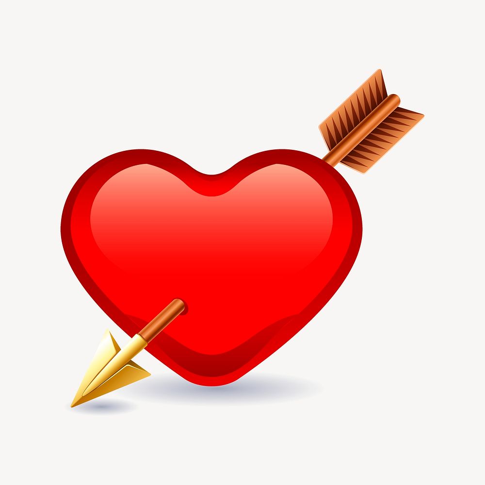 Valentine's arrow heart clipart, celebration illustration psd. 
