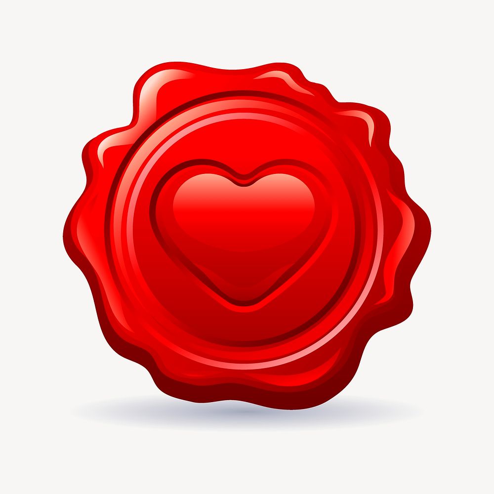 Valentine's heart seal stamp clipart, celebration illustration psd. Free public domain CC0 image.