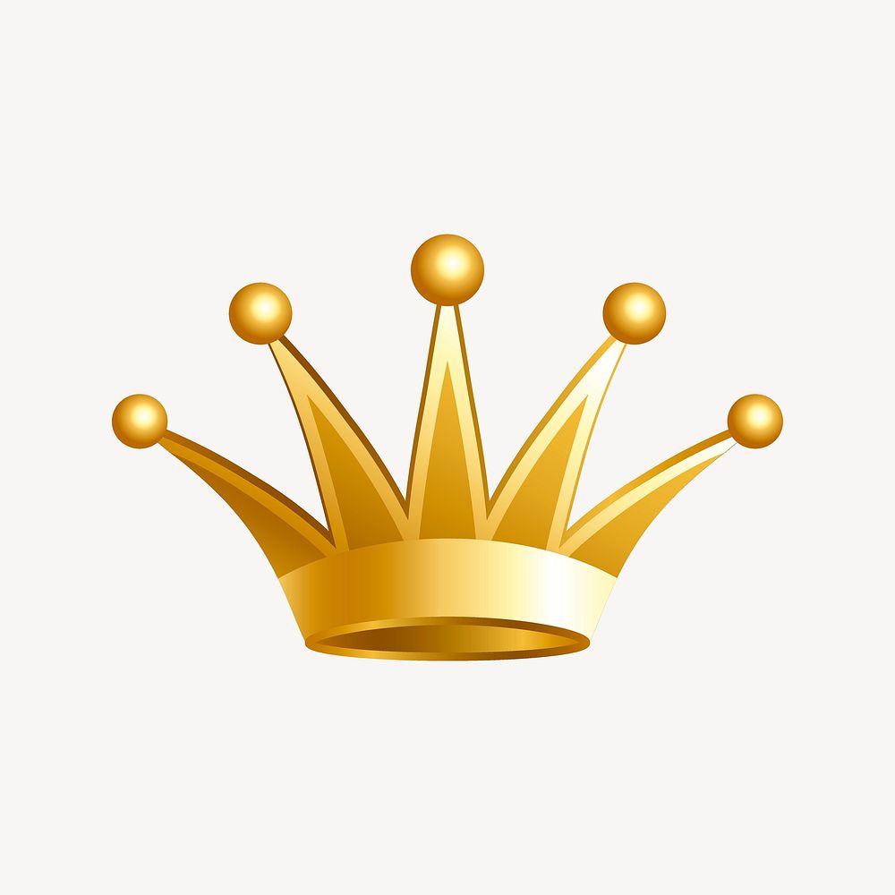 Gold crown, object illustration. Free public domain CC0 image.