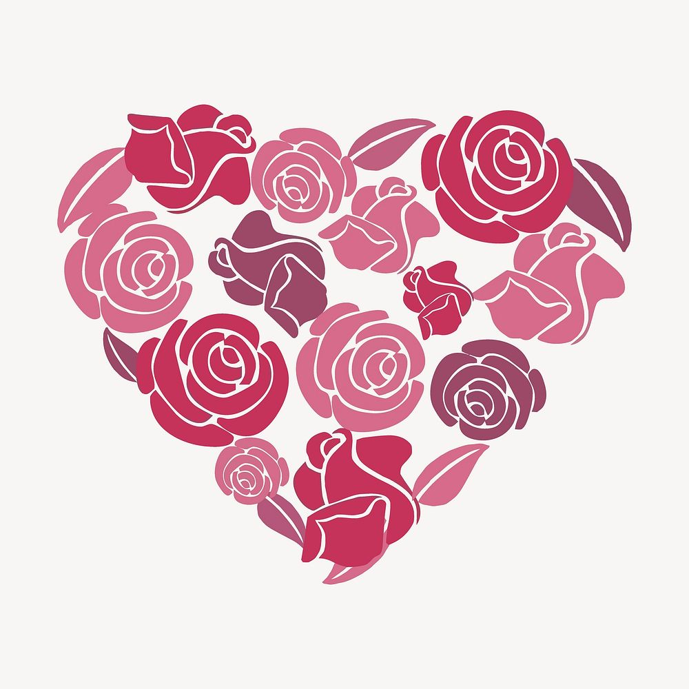 Rose heart, valentine's day illustration. Free public domain CC0 image.