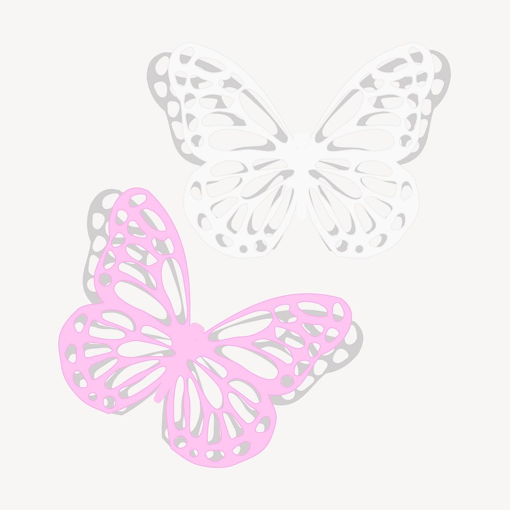 Pink butterfly sticker, animal illustration vector. Free public domain CC0 image.