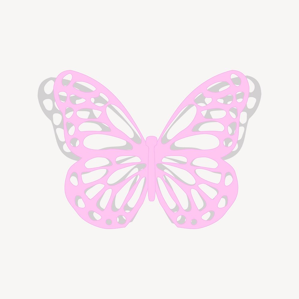 Pink butterfly sticker, animal illustration vector. Free public domain CC0 image.