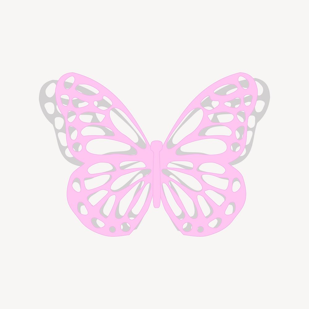 Pink butterfly clipart, animal illustration. Free public domain CC0 image.