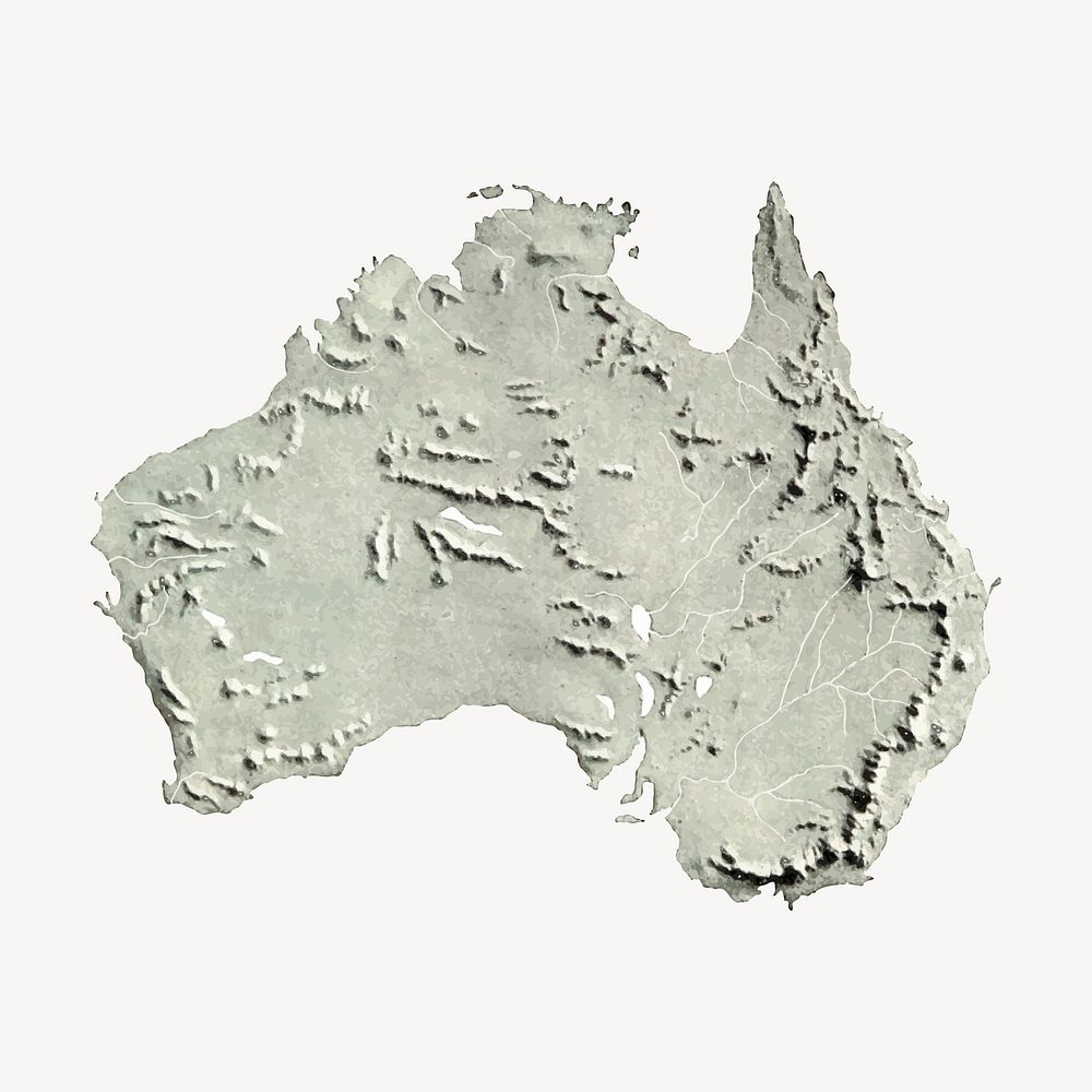 Australia map clipart, geography illustration psd. Free public domain CC0 image.