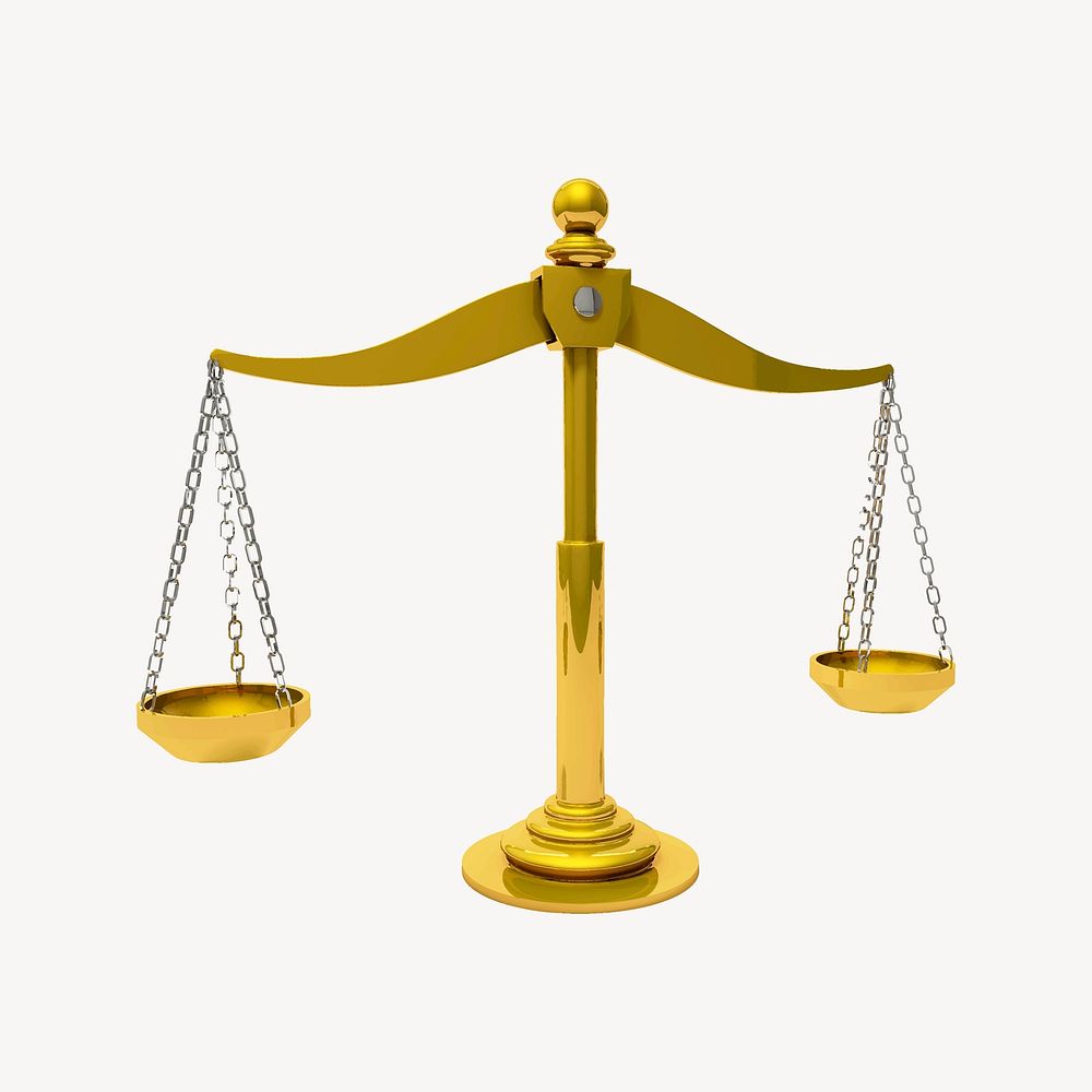 Scales of justice clipart, object illustration psd. Free public domain CC0 image.