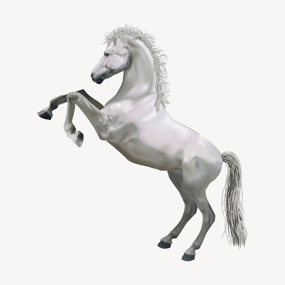 Rearing horse clipart, animal illustration psd. Free public domain CC0 image.