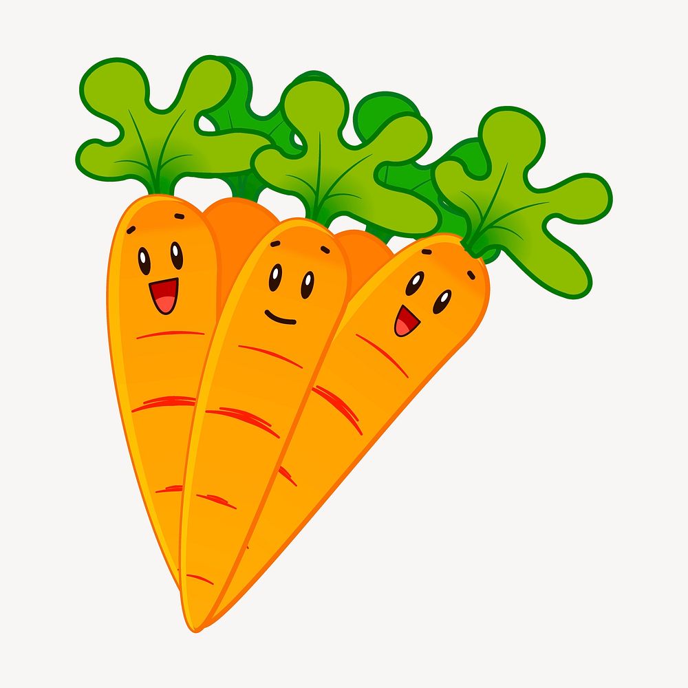 Cartoon carrots sticker, vegetable illustration vector. Free public domain CC0 image.