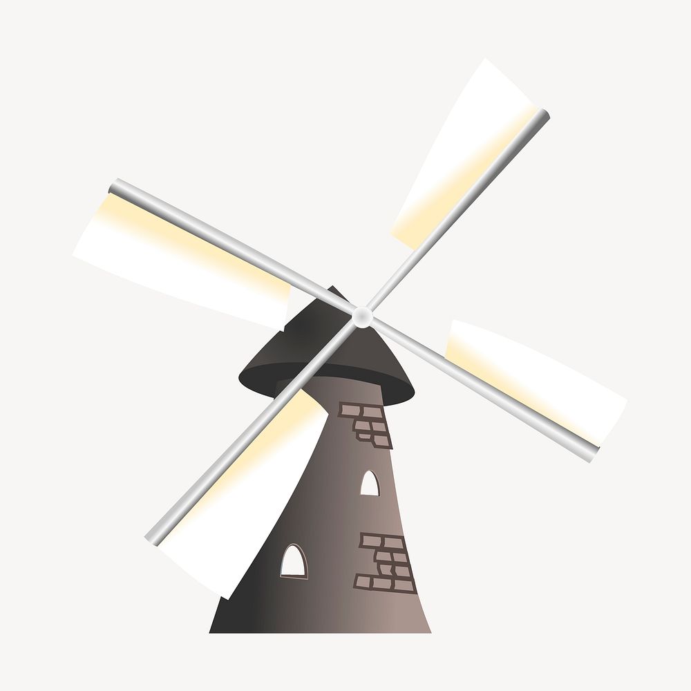 Vintage windmill sticker, environment illustration vector. Free public domain CC0 image.
