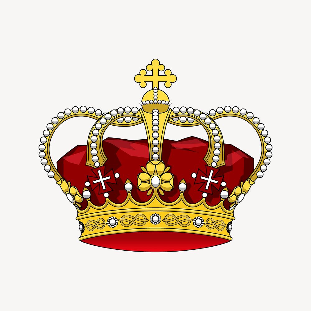 Royal crown clipart, object illustration. Free public domain CC0 image.