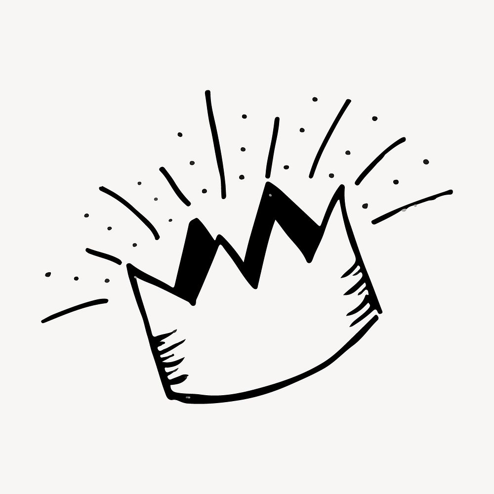 Crown doodle sticker, object illustration vector. Free public domain CC0 image.