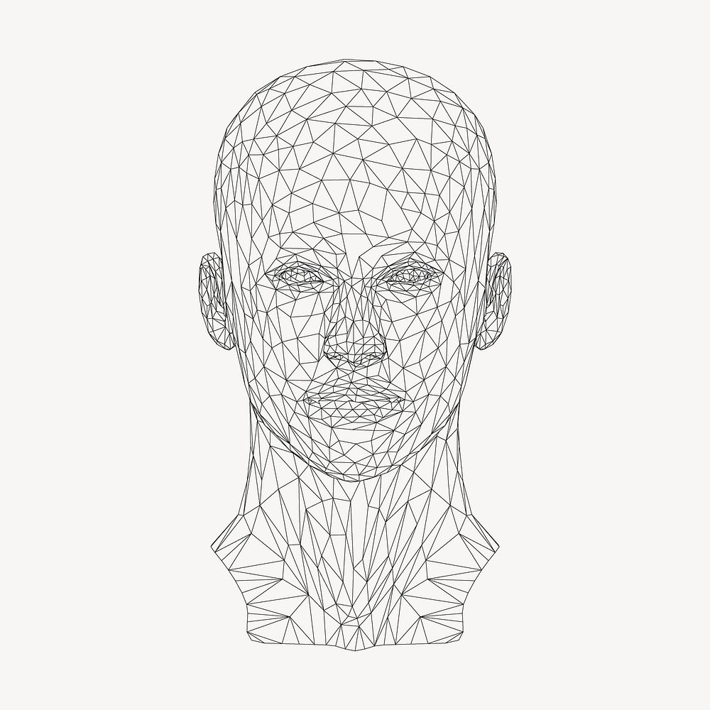 Wireframe head sticker, ai illustration vector. Free public domain CC0 image.