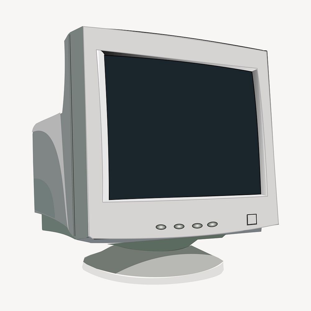 Computer screen clipart, retro object illustration vector. Free public domain CC0 image.