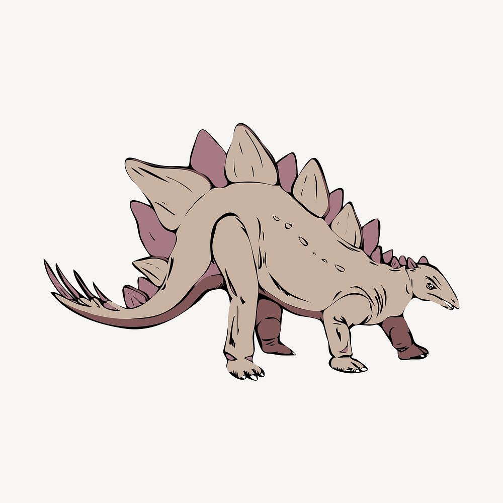 Stegosaurus dinosaur clipart, extinct animal illustration vector. Free public domain CC0 image.