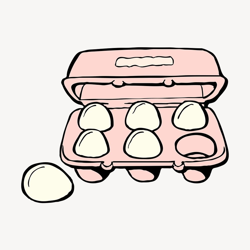 Egg carton clipart, food illustration vector. Free public domain CC0 image.