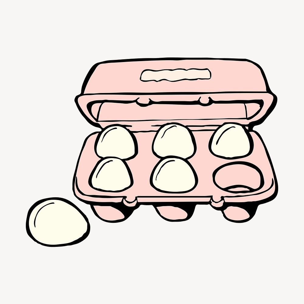 Egg carton collage element, food illustration psd. Free public domain CC0 image.