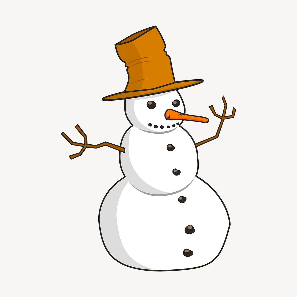 Snowman clipart, Christmas illustration vector. Free public domain CC0 image.
