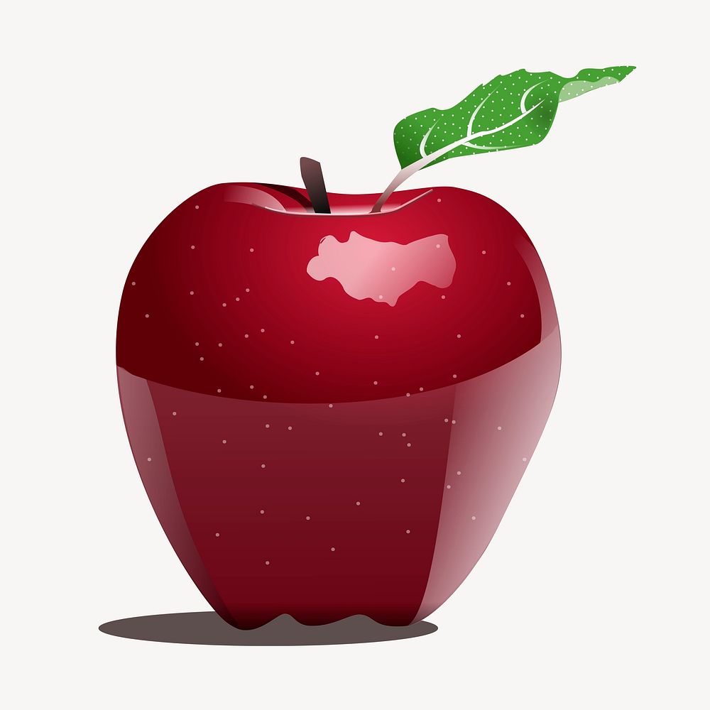Red apple collage element, fruit illustration psd. Free public domain CC0 image.