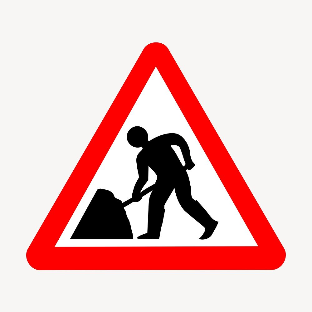 Construction sign collage element, traffic symbol illustration psd. Free public domain CC0 image.