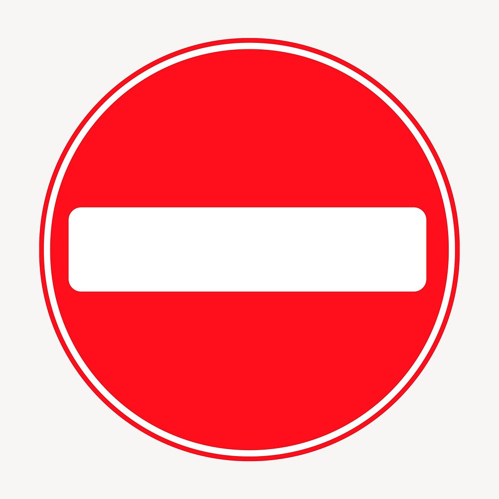 No entry sign clipart, traffic symbol illustration vector. Free public domain CC0 image.
