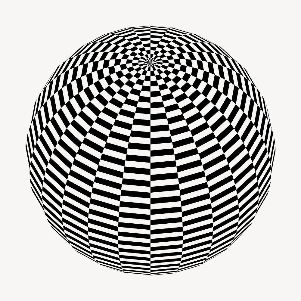 Optical illusion globe clipart, abstract illustration vector. Free public domain CC0 image.