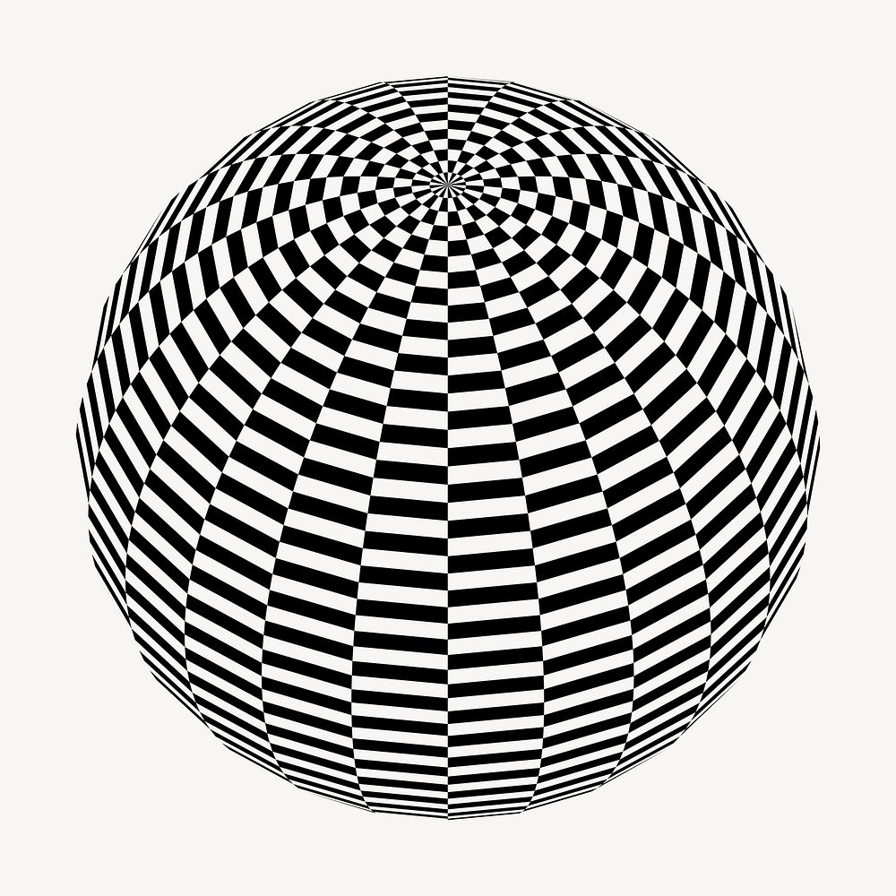 Optical illusion globe collage element, abstract illustration psd. Free public domain CC0 image.