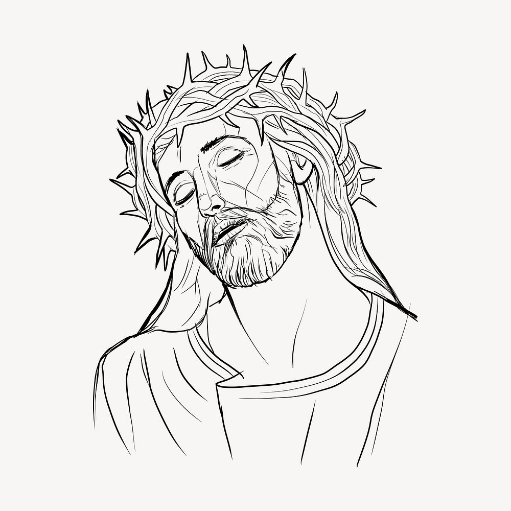Jesus Christ portrait collage element, religious illustration psd. Free public domain CC0 image.