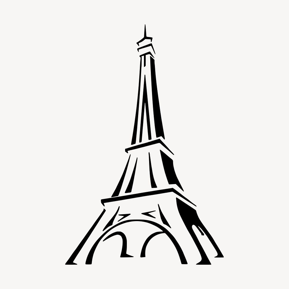 Eiffel tower collage element, landmark illustration psd. Free public domain CC0 image.