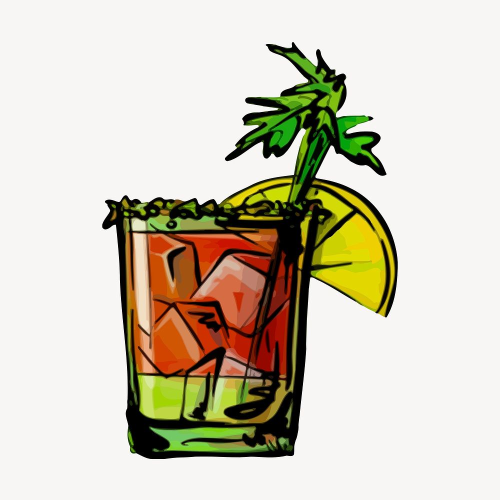 Bloody mary cocktail clipart, alcoholic beverage illustration vector. Free public domain CC0 image.