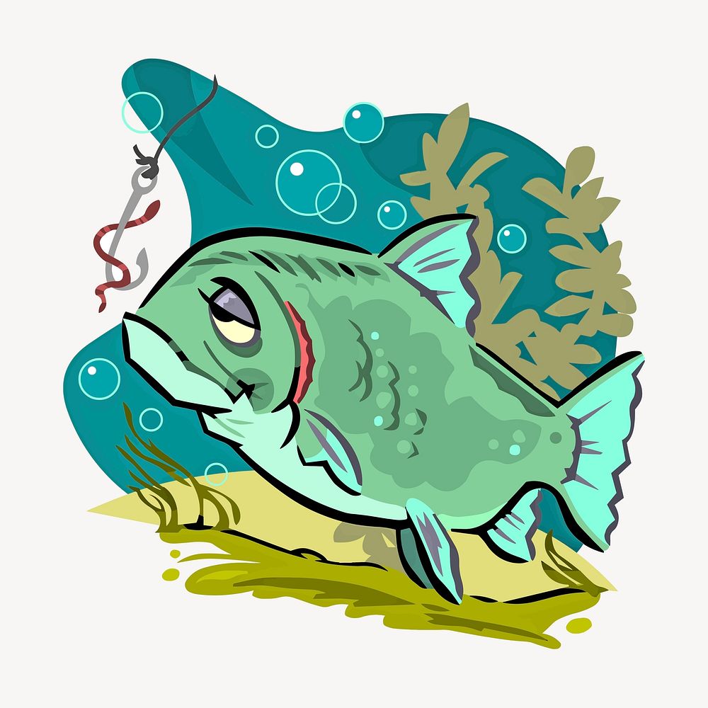 Sick fish collage element, cartoon animal illustration psd. Free public domain CC0 image.