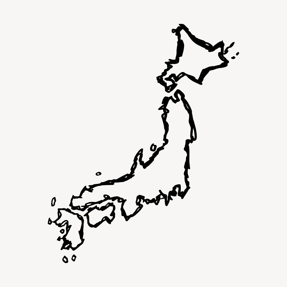 Japan map clipart, outline illustration vector. Free public domain CC0 image.