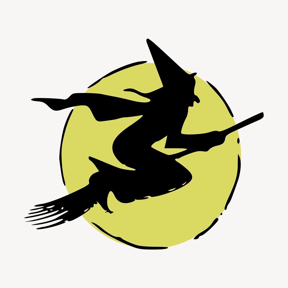Flying witch clipart, Halloween illustration vector. Free public domain CC0 image.
