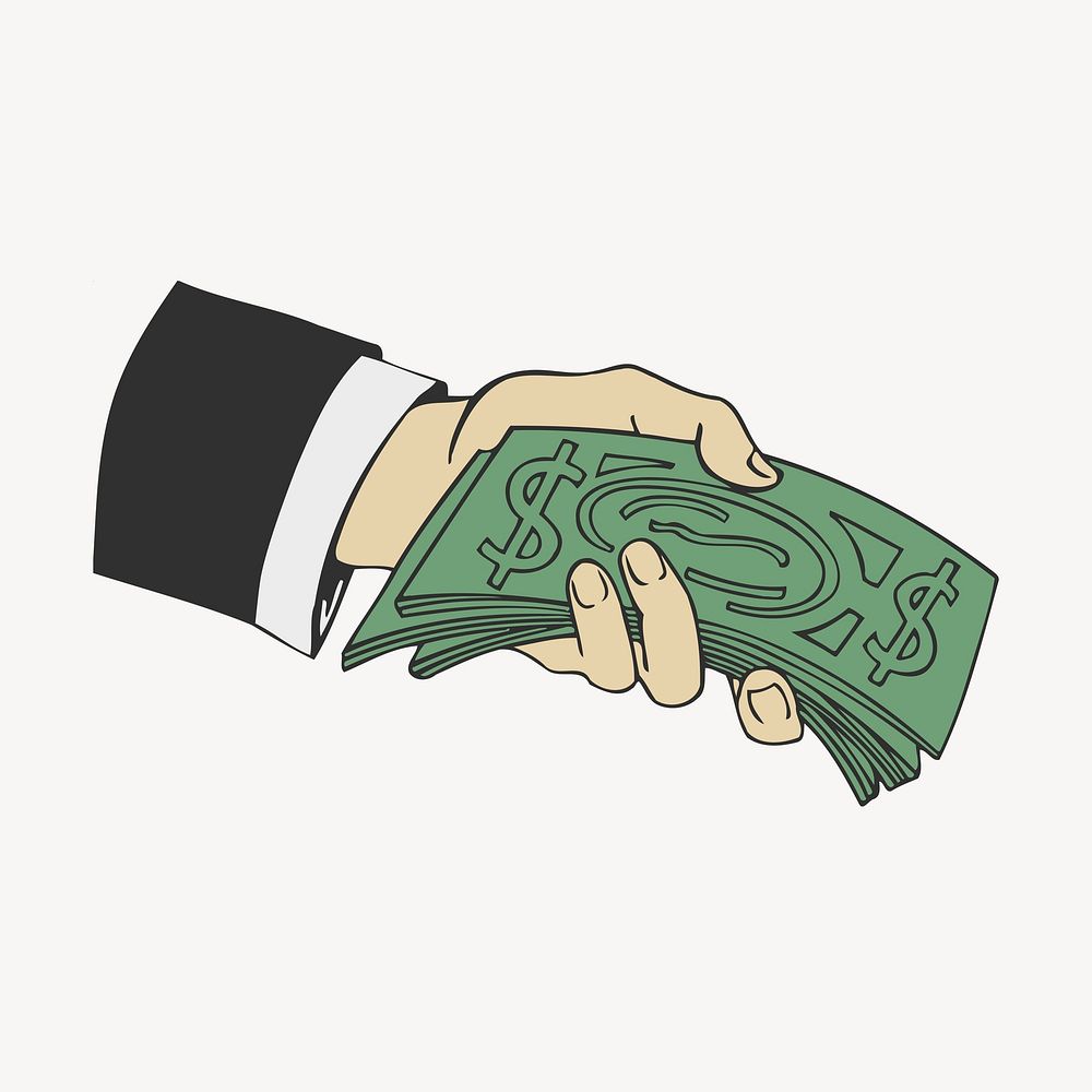 Hand holding money collage element, finance illustration psd. Free public domain CC0 image.